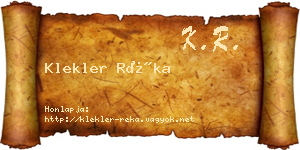 Klekler Réka névjegykártya